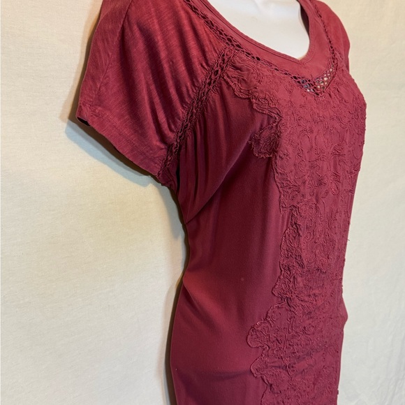 F-74 Gloria Vanderbilt‎ Pink Embroidered Lace Trim Short Sleeve Pullover Blouse - Picture 6 of 16